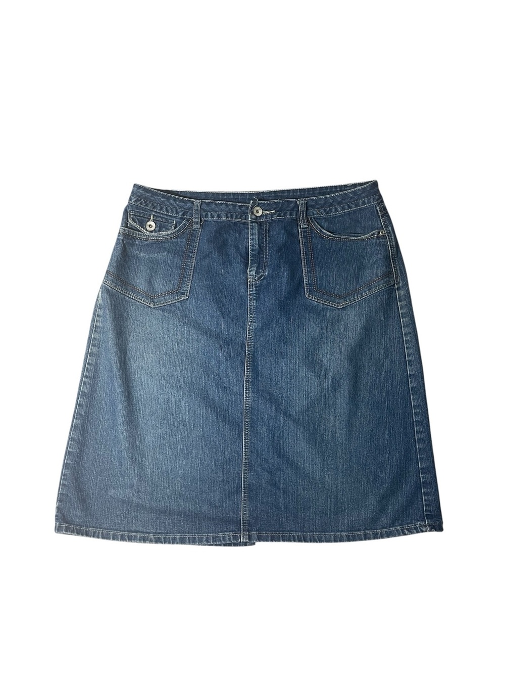 X7- Cato Denim A-Line Skirt - Blue Wash